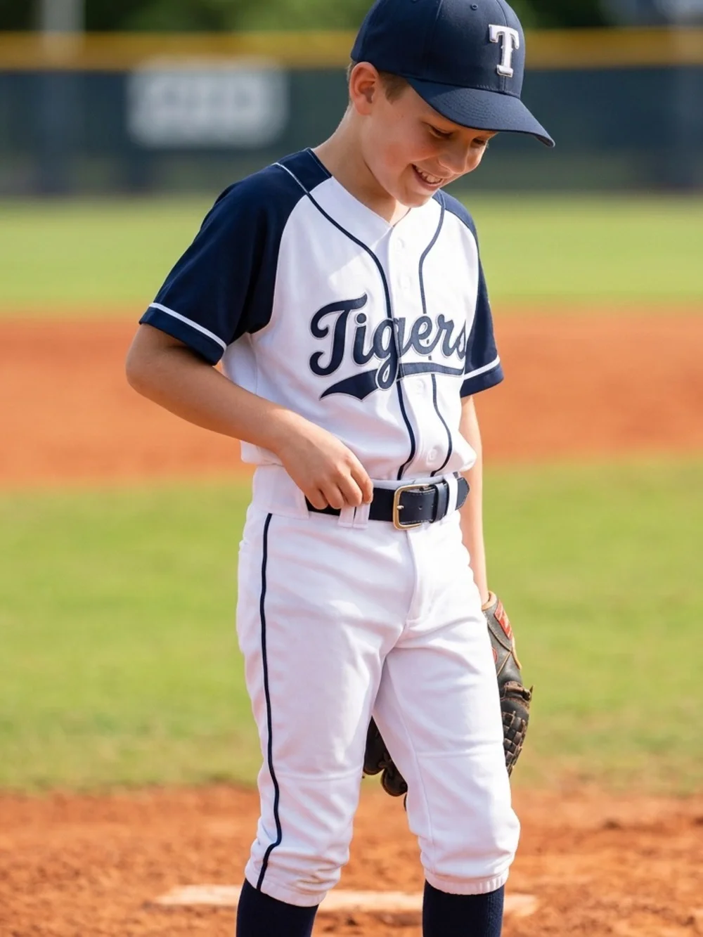 Blue Baseball Belt - Navy & White